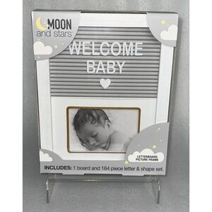 Moon and Stars Baby Childs‎ Letterboard Picture Frame w/ 164 Pieces & Shape Sets